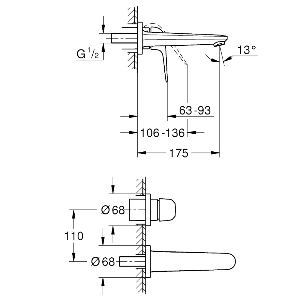 Смеситель для умывальника Grohe Euroeco (24274001)- Фото 2