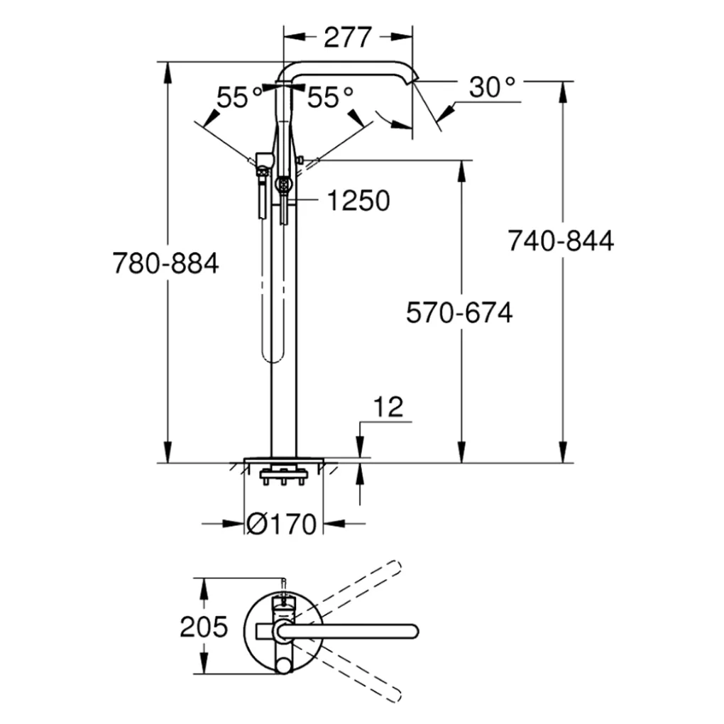 Напольный смеситель для ванны Grohe Essence New (23491001)- Фото 2