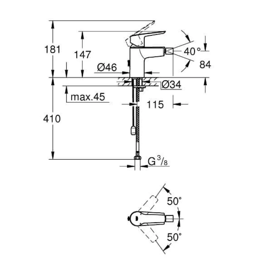 Ззмішувач для біде Grohe QuickFix Start S-Size з ланцюжком (32281002)- Фото 4