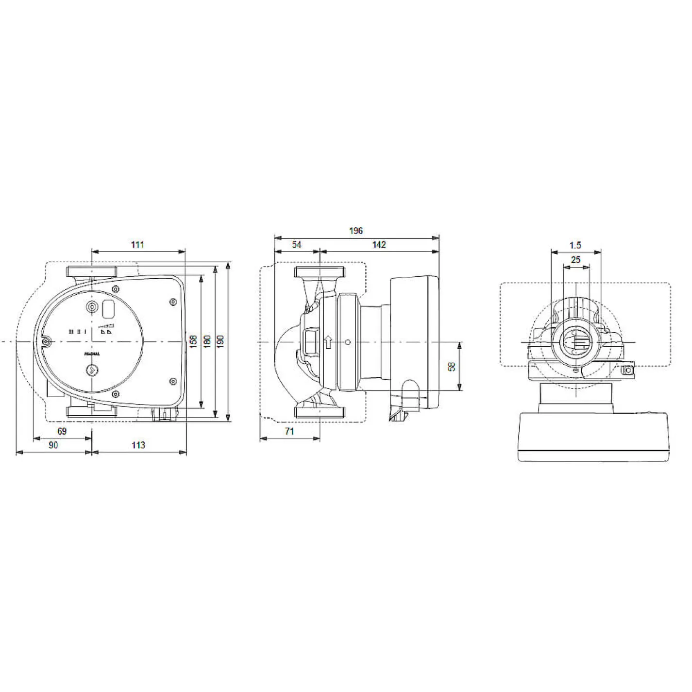 Циркуляційний насос Grundfos MAGNA1 25-40 180 (99221216) - Фото 1