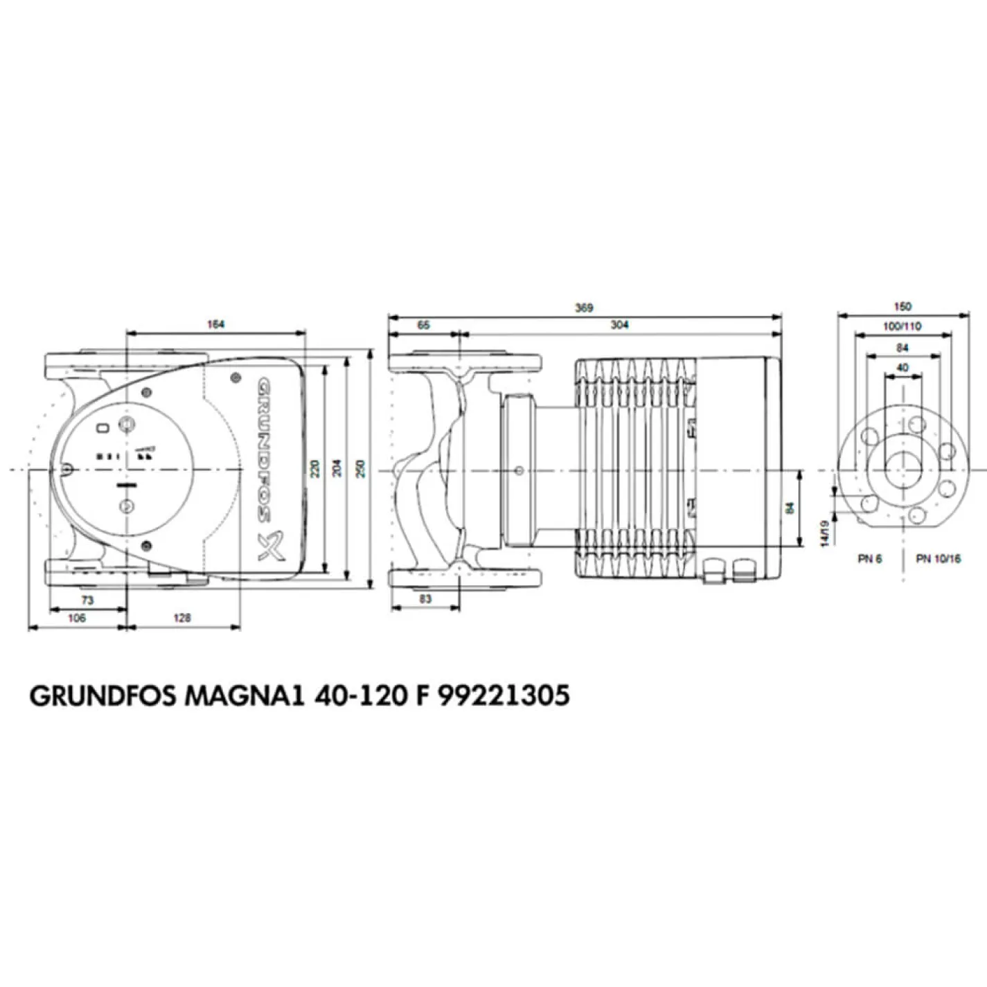 Циркуляционный насос Grundfos MAGNA1 40-120 F 250 (99221305) - Фото 2
