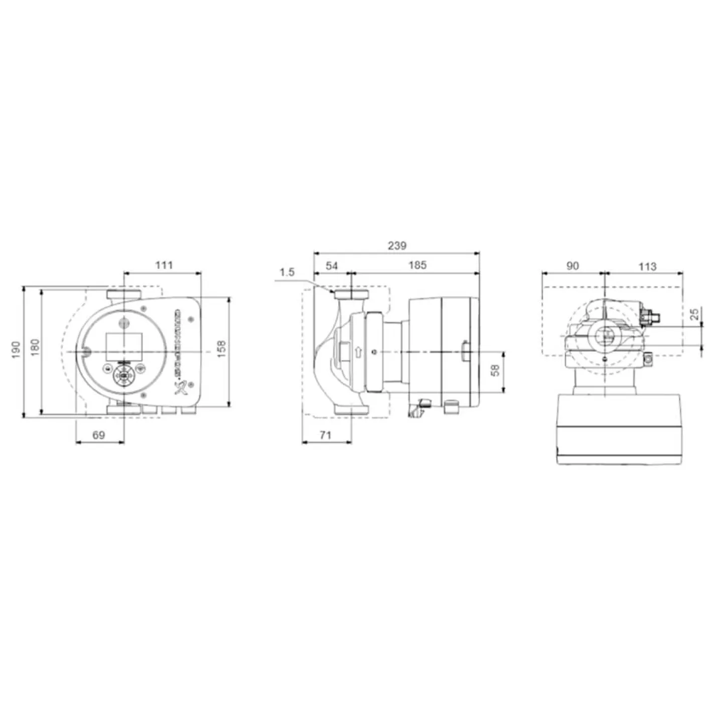 Циркуляційний насос Grundfos MAGNA3 25-80 N L=180 мм (97924338) - Фото 2