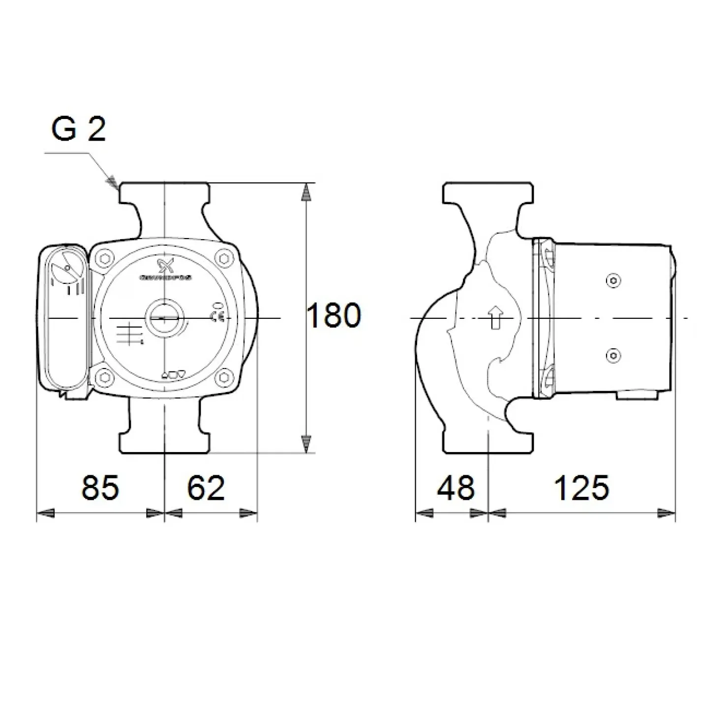 Циркуляційний насос Grundfos UPS 32-80 N 180 (95906448) - Фото 2