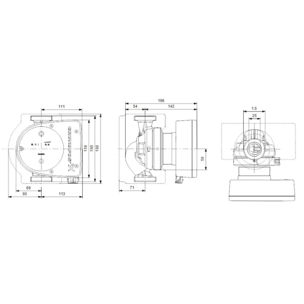 Циркуляционный насос нержавеющий Grundfos MAGNA1 25-60 L=180 мм (97924148/99221217)- Фото 2