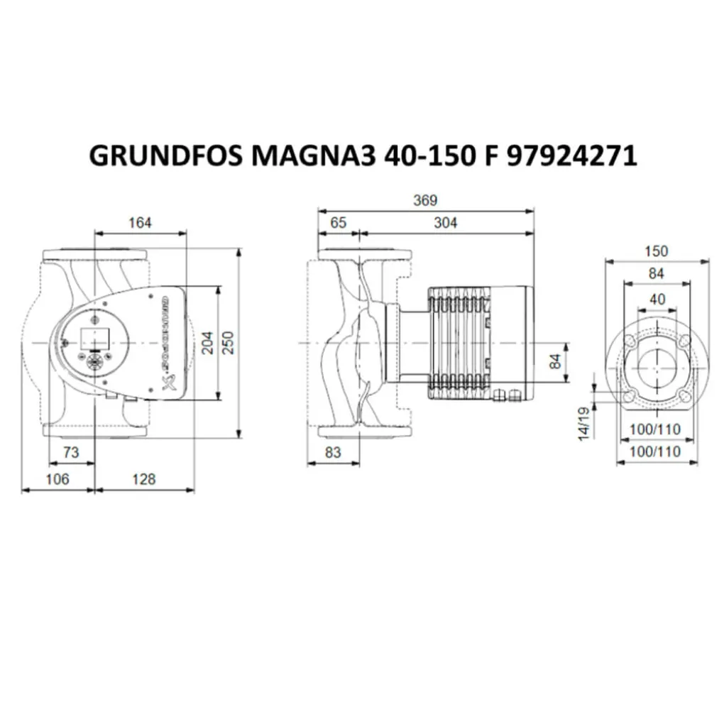 Циркуляційний насос Grundfos MAGNA3 40-150 F 250 (97924271)- Фото 3