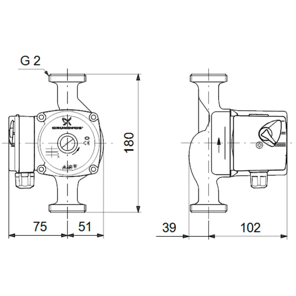 Циркуляційний насос Grundfos UPS 32-40 180 (98368439)- Фото 3