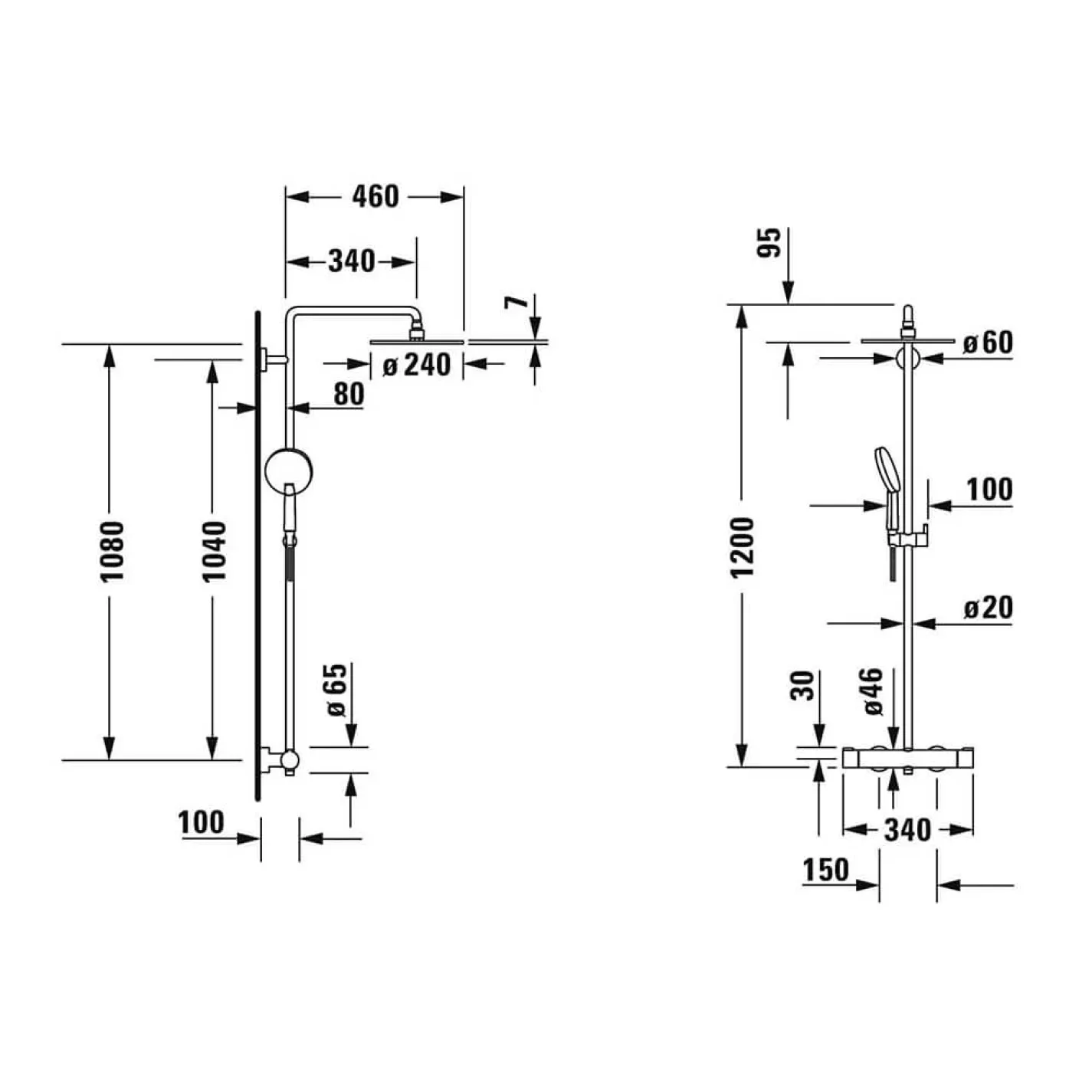 Душова система Duravit C.1 с термостатическим смесителем (C14280008010) - Фото 1