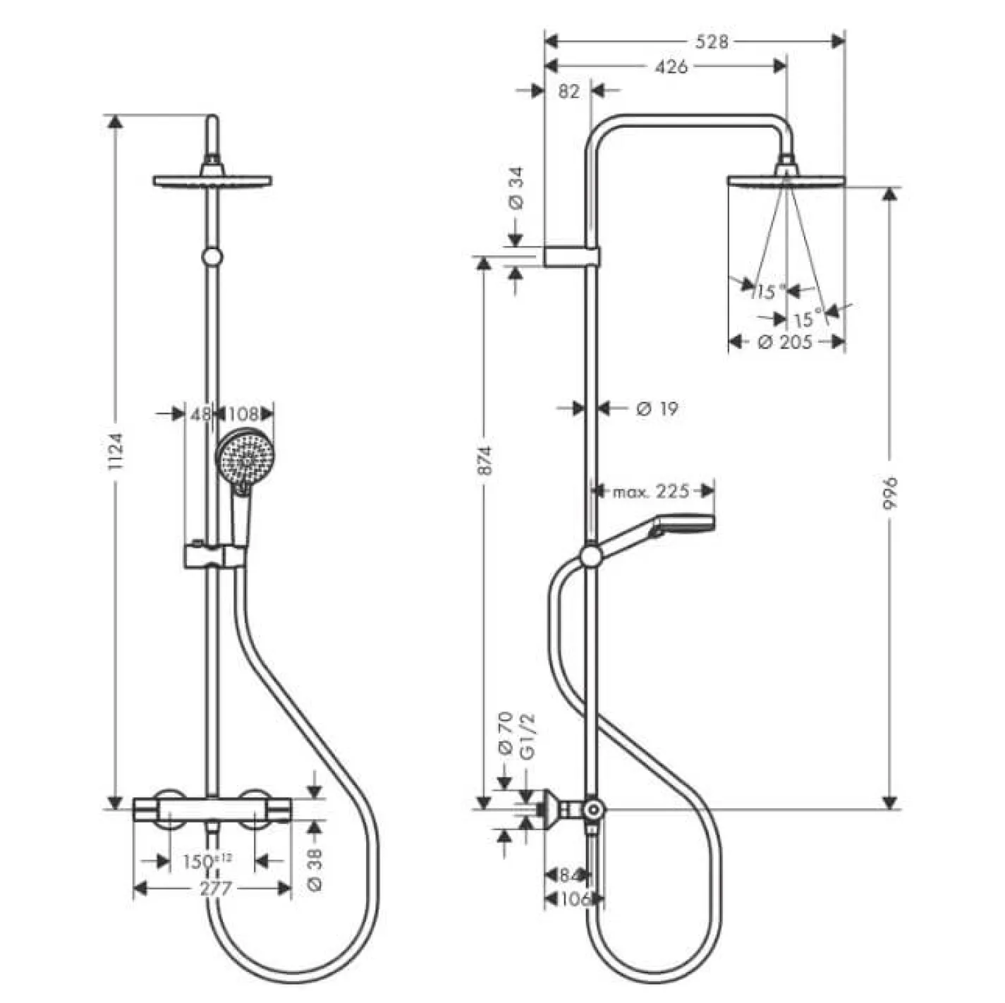 Душевая система Hansgrohe Vernis Blend Showerpipe 200 1jet EcoSmart с термостатом (26089000) - Фото 1