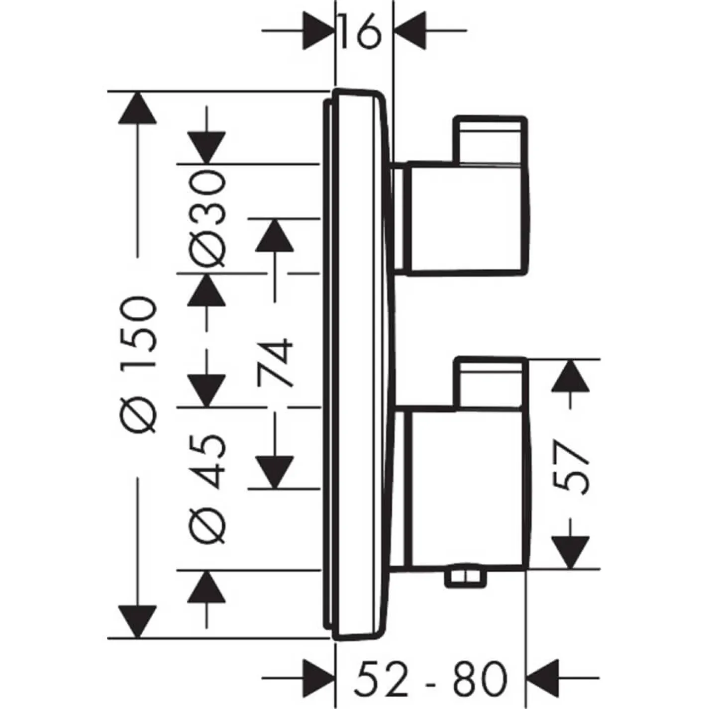 Термостат для душа Hansgrohe Ecostat S с запорным/переключающим вентилем (15758990) - Фото 1