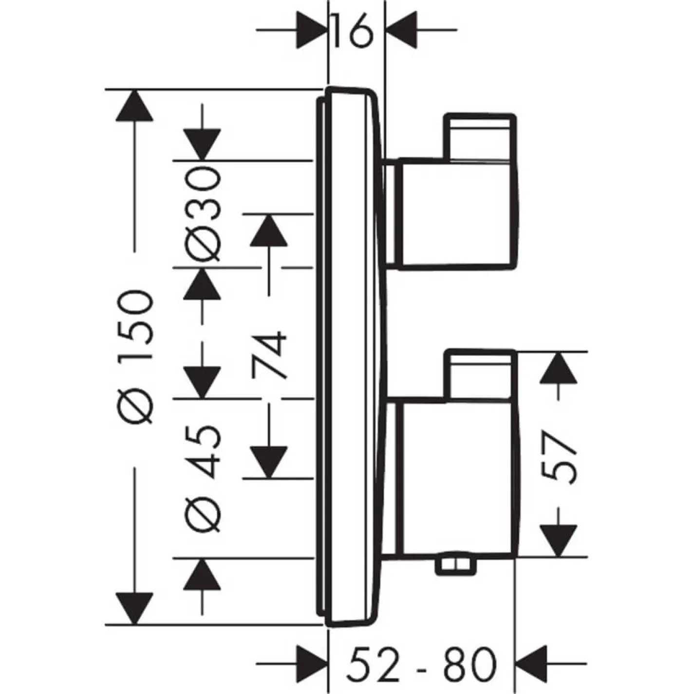 Термостат Hansgrohe Ecostat S с запорно/переключающим вентилем (15758670) - Фото 1