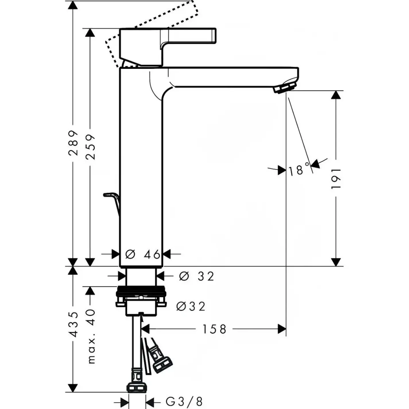 Змішувач для раковини Hansgrohe Metris S зі зливним гарнітуром - Фото 1
