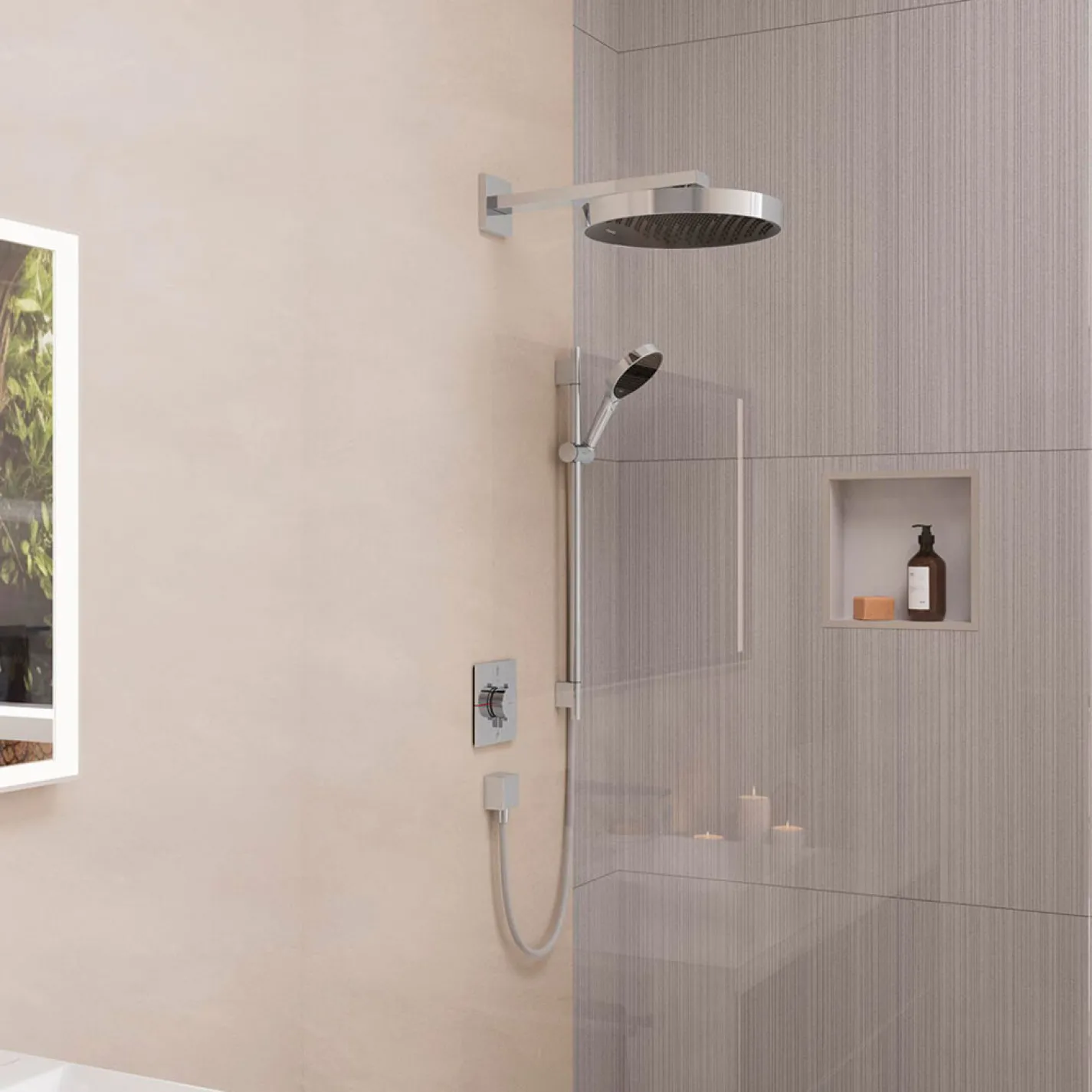 Душевой набор Hansgrohe Rainfinity 130 3Jet EcoSmart Puro S 65 см, Chrome (28746000) - Фото 1