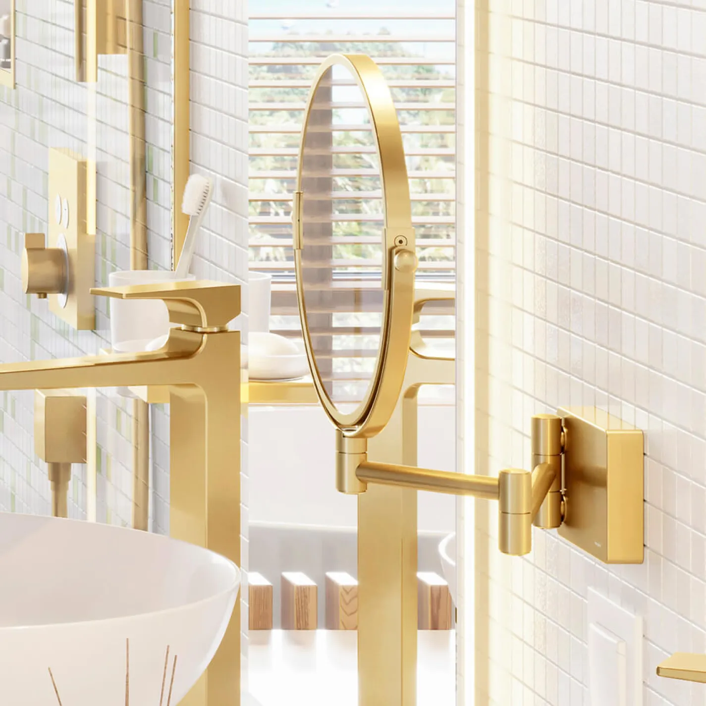 Дзеркало для гоління Hansgrohe AddStoris для гоління золотий (41791990) - Фото 2