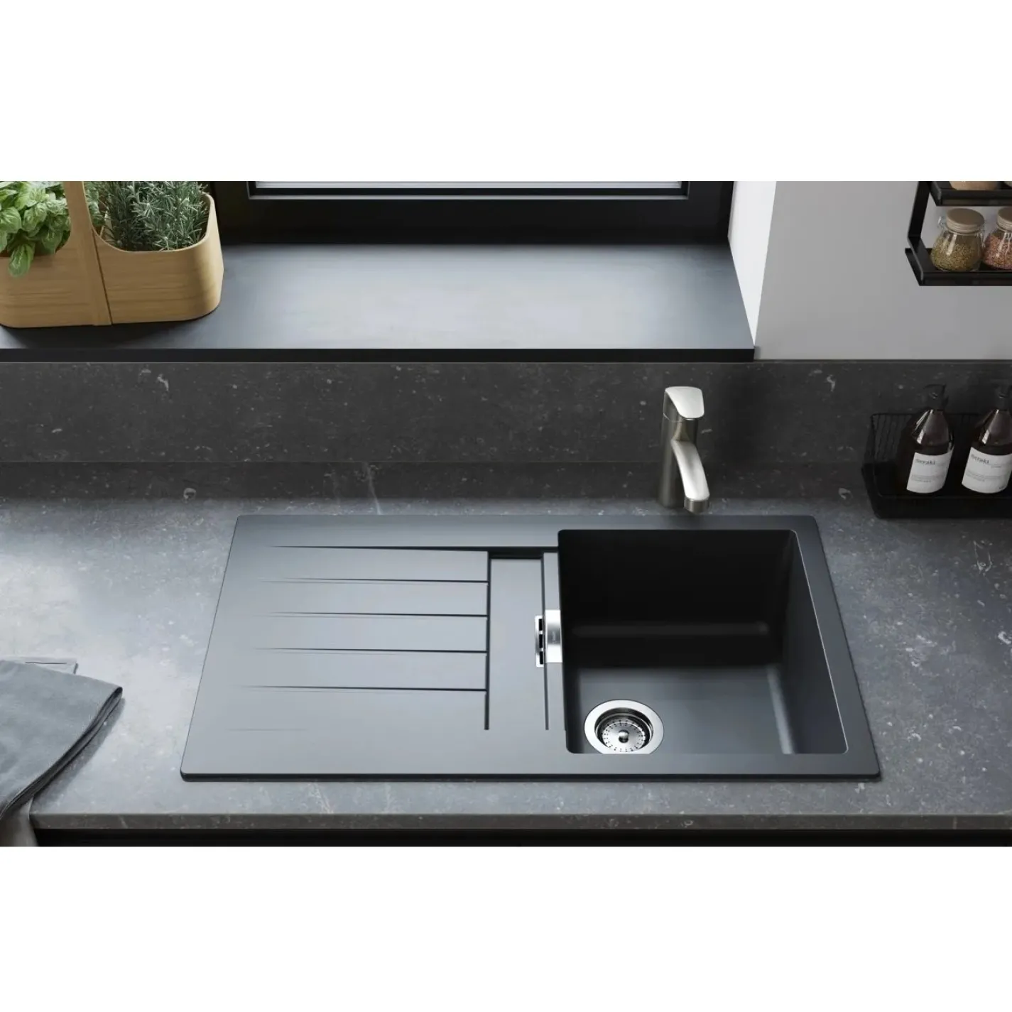 Мойка для кухни Hansgrohe S52 S520-F345 со смесителем Zesis M33 серый камень-сталь (43356800) - Фото 1