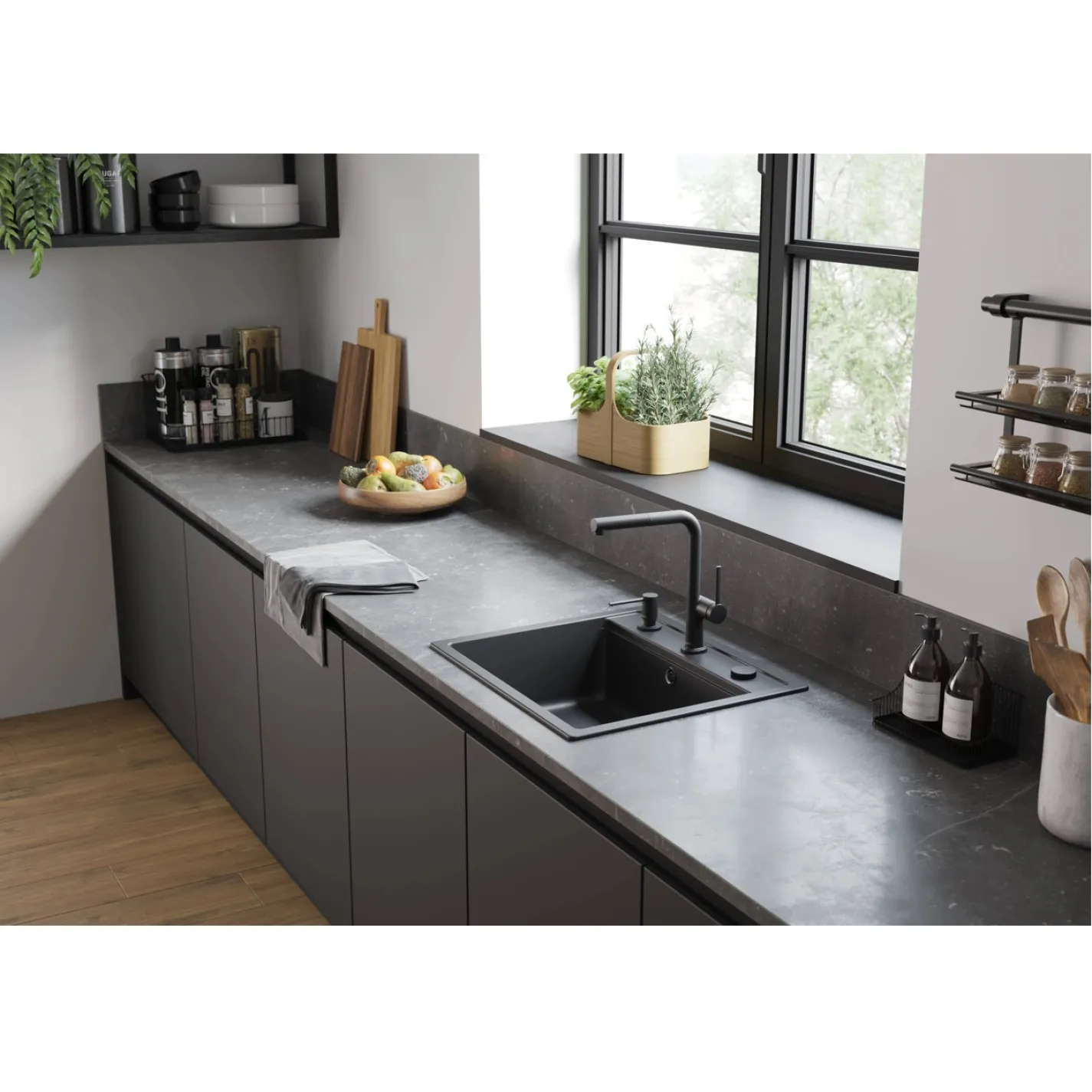 Мийка для кухні Hansgrohe S52 S520-F510 570х510 без сушилки чорний графіт (43359170) - Фото 2
