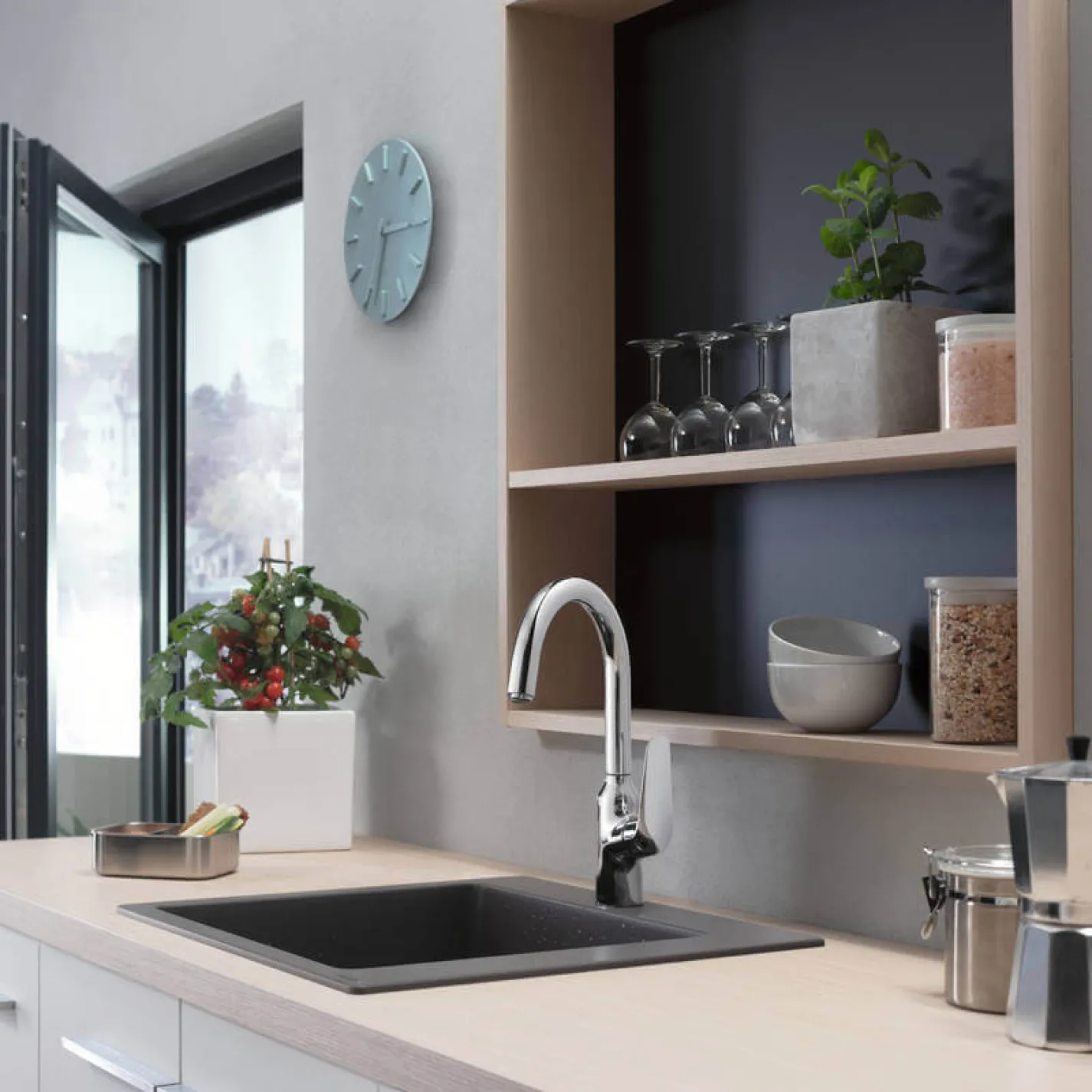 Кухонная мойка Hansgrohe S51, гранит, без крыла, накладная, S510-F45, серый камень (43312290) - Фото 2
