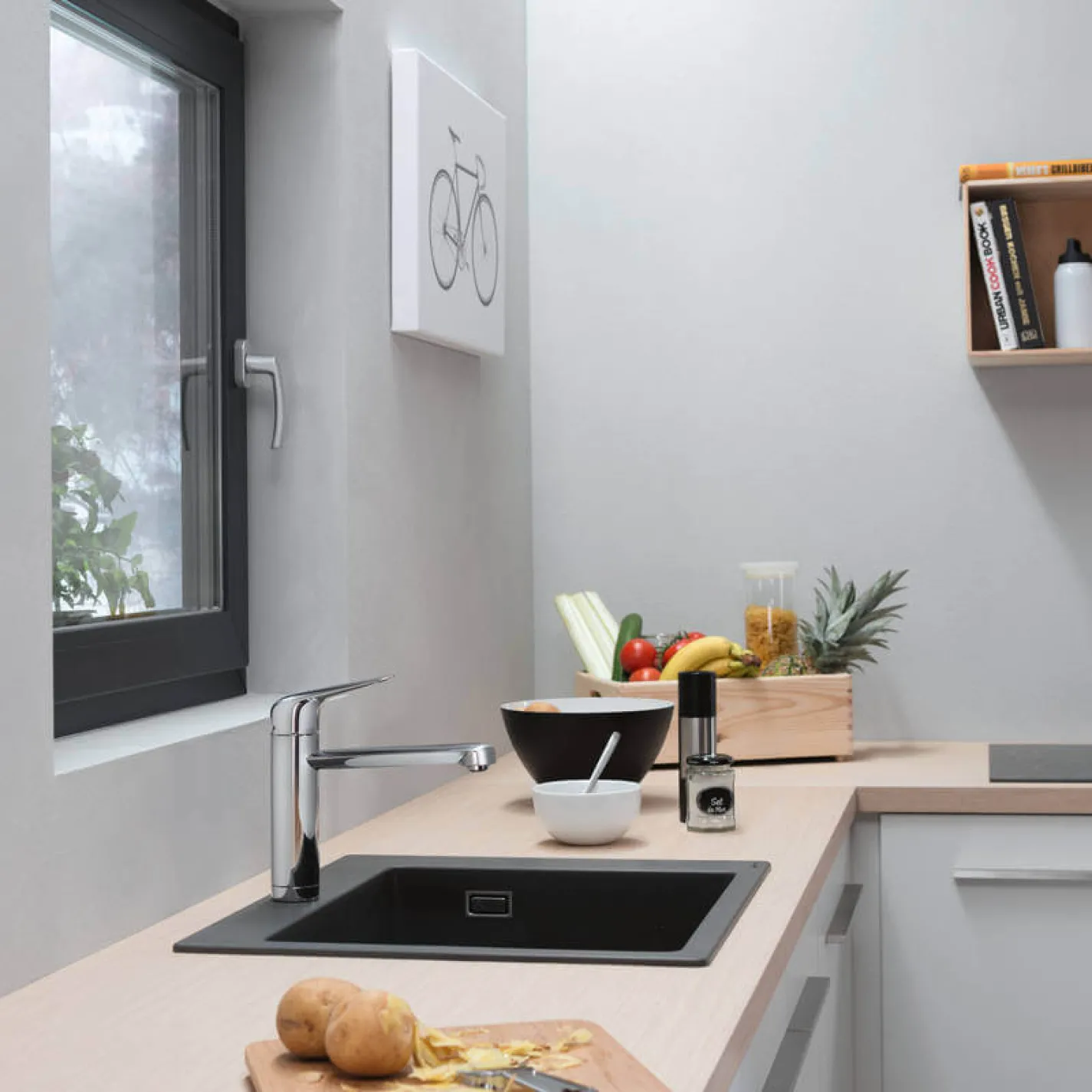 Кухонная мойка Hansgrohe S51, гранит, без крыла, накладная, S510-F45, серый камень (43312290) - Фото 3