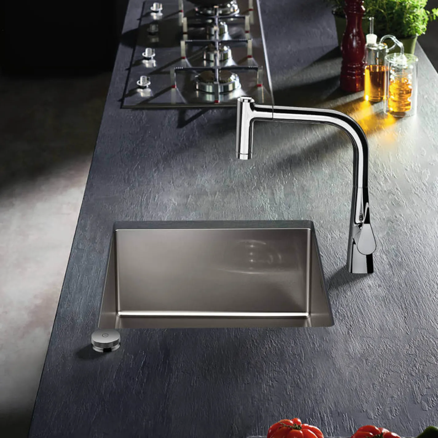 Кухонная мойка Hansgrohe S711-F450 на столешницу 2x35, 550х500 мм, сталь (43305800) - Фото 2