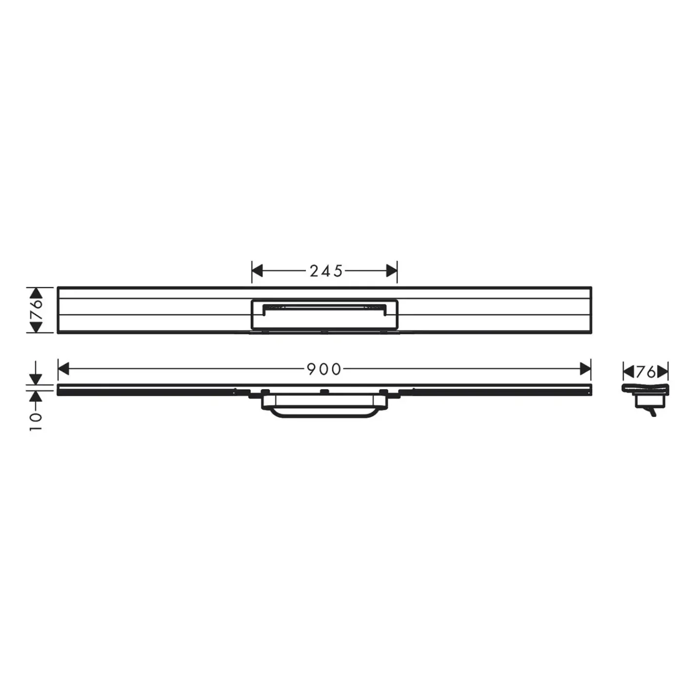 Решетка (наружная часть слива) для трапа Hansgrohe RainDrain Flex Wall 900 мм белый мат (56052700) - Фото 1