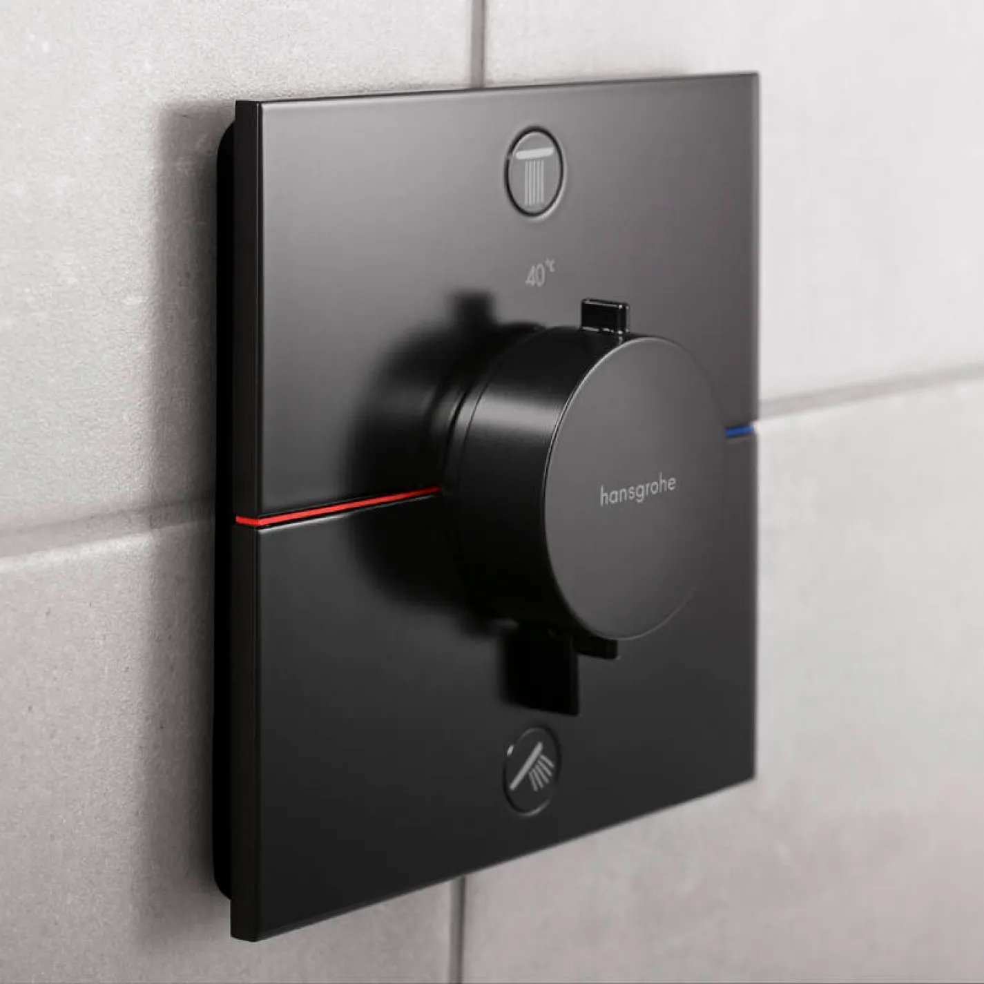 Термостат скрытого монтажа Hansgrohe ShowerSelect Comfort E 2 функции, черный матовый (15572670) - Фото 1
