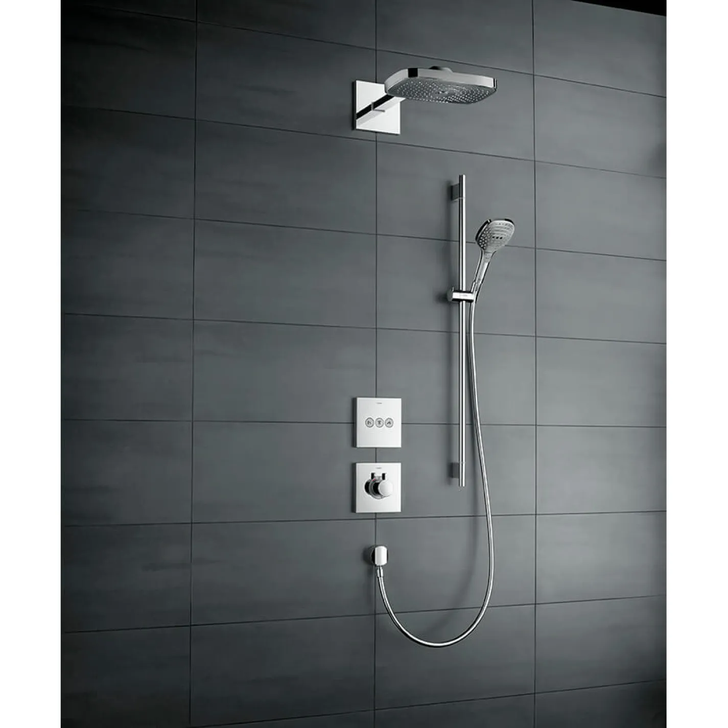 Верхний душ Hansgrohe Raindance Select E 300 3jet с держателем 390 мм хром (26468000) - Фото 3
