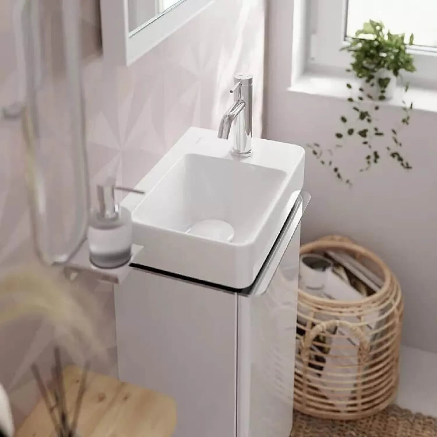 Смеситель для раковины Hansgrohe Tecturis S CoolStart EcoSmart+ без сливного гарнитура хром (73302000) - Фото 3