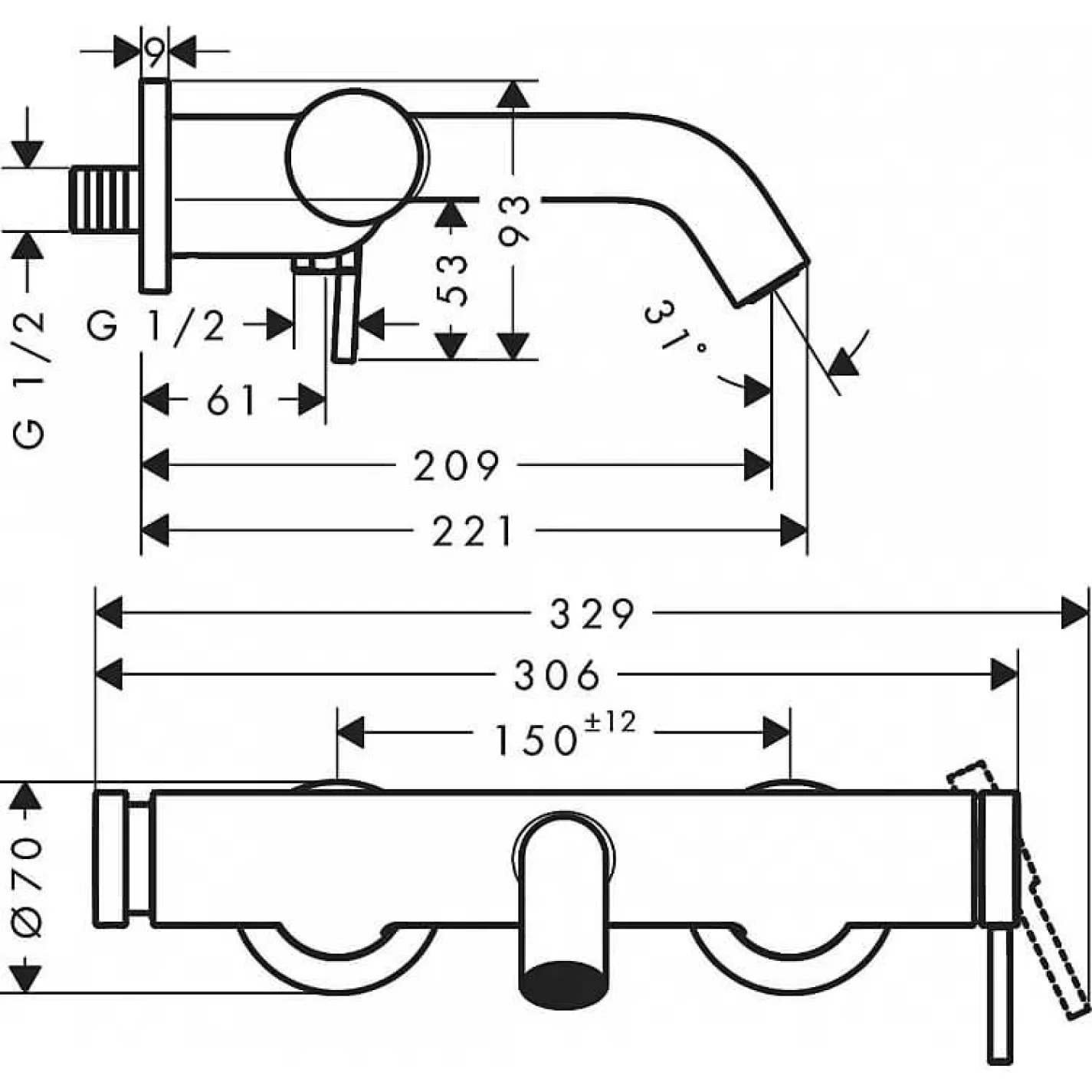 Змішувач для ванни Hansgrohe Tecturis S бронза (73422140) - Фото 1