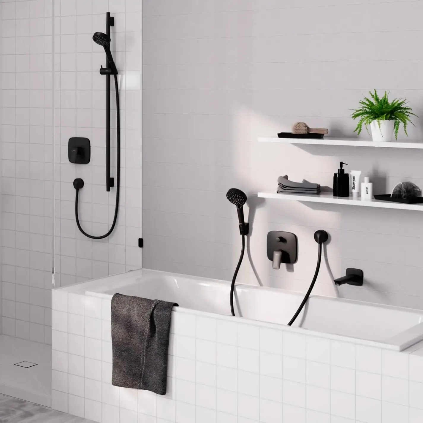 Смеситель для ванны Hansgrohe Logis без скрытой части черный матовый (71405670) - Фото 3