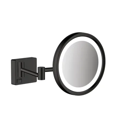 Зеркало для бритья Hansgrohe AddStoris с LED освещением черный матовий (41790670)
