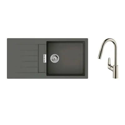 Мийка для кухні Hansgrohe S52 S520-F480 зі змішувачем Focus M41 сірий камінь-сталь (43358800)