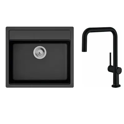 Мийка для кухні Hansgrohe S52 S520-F510 зі змішувачем Talis M54  чорний графіт-чорний матовий (43359670)
