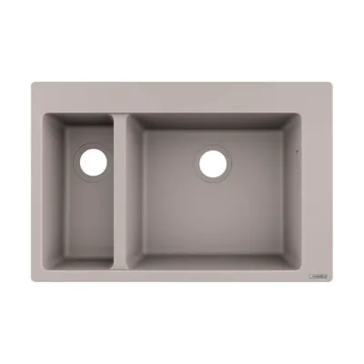 Мийка кухонна Hansgrohe S510-F635 770х510 на дві чаші 180/450, сірий бетон (43315380)