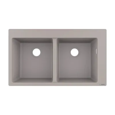 Мийка кухонна Hansgrohe S510-F770 770х510 на дві чаші 370/370, сірий бетон (43316380)