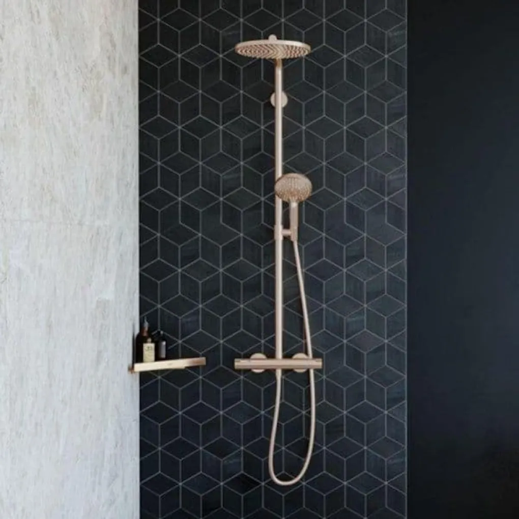 Душевая система Hansgrohe Croma Select S Showerpipe 280 1jet EcoSmart с термостатом полированное золото (26891990)- Фото 2