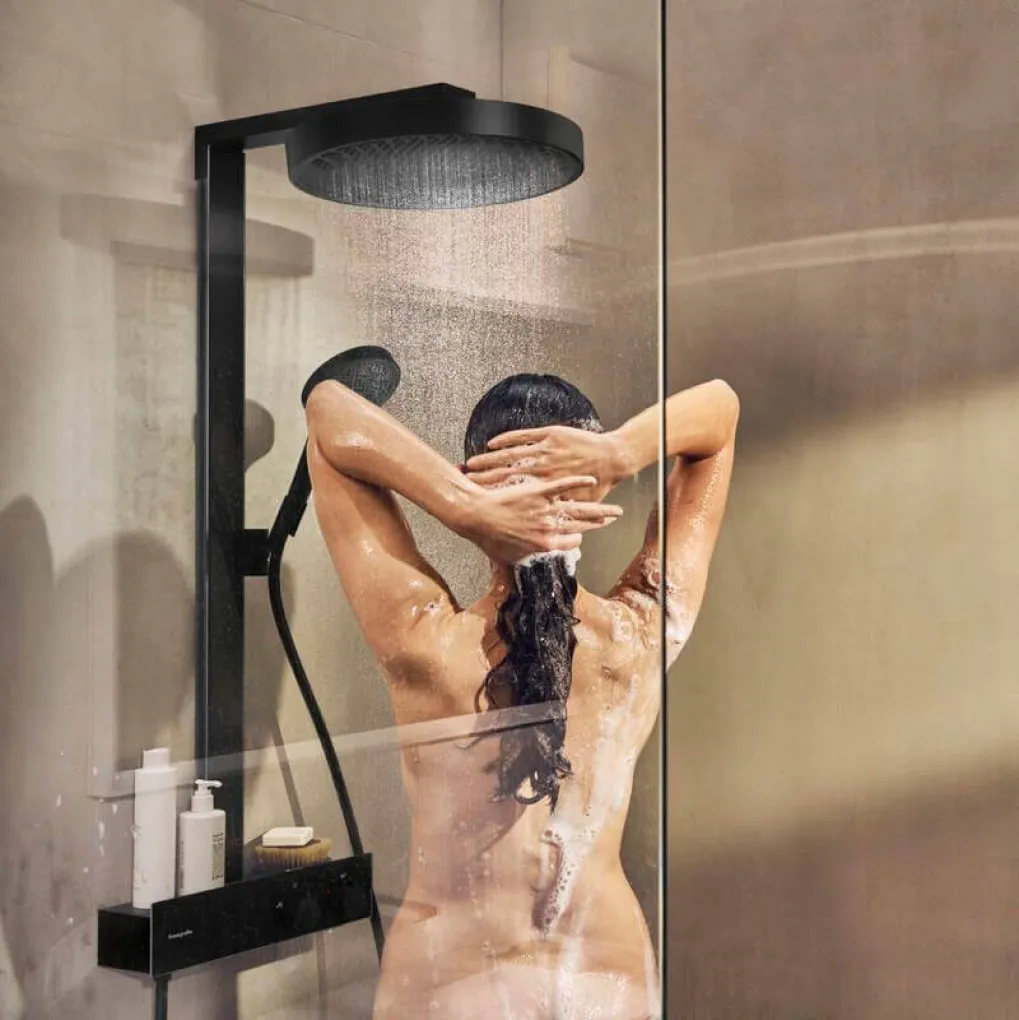 Душова система Hansgrohe Rainfinity Showerpipe 360 1jet з термостатом ShowerTablet 350, Matt Black (26853670)- Фото 3
