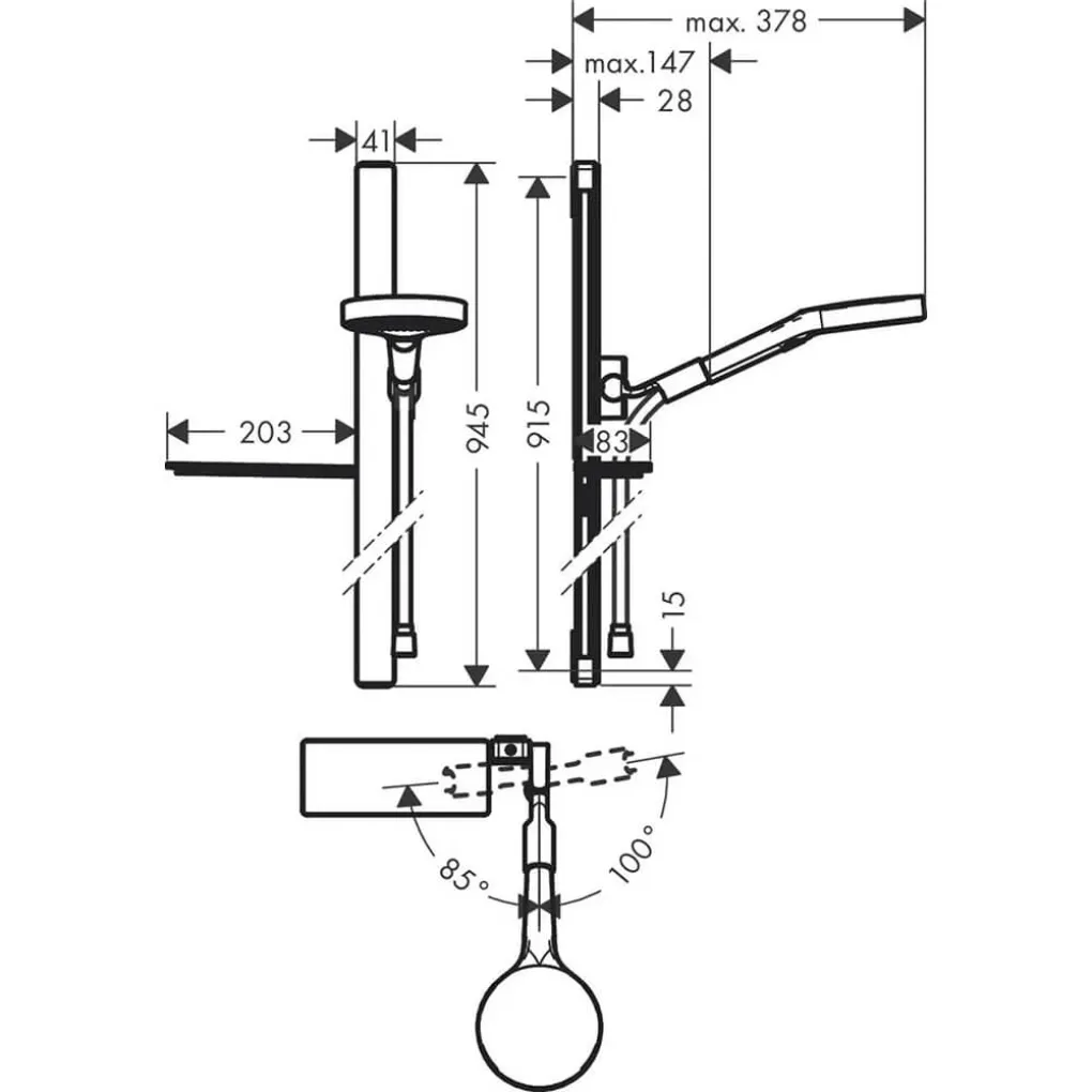 Душевой набор Hansgrohe Rainfinity 130/90 см 3Jet EcoSmart Chrome (27672000)- Фото 2