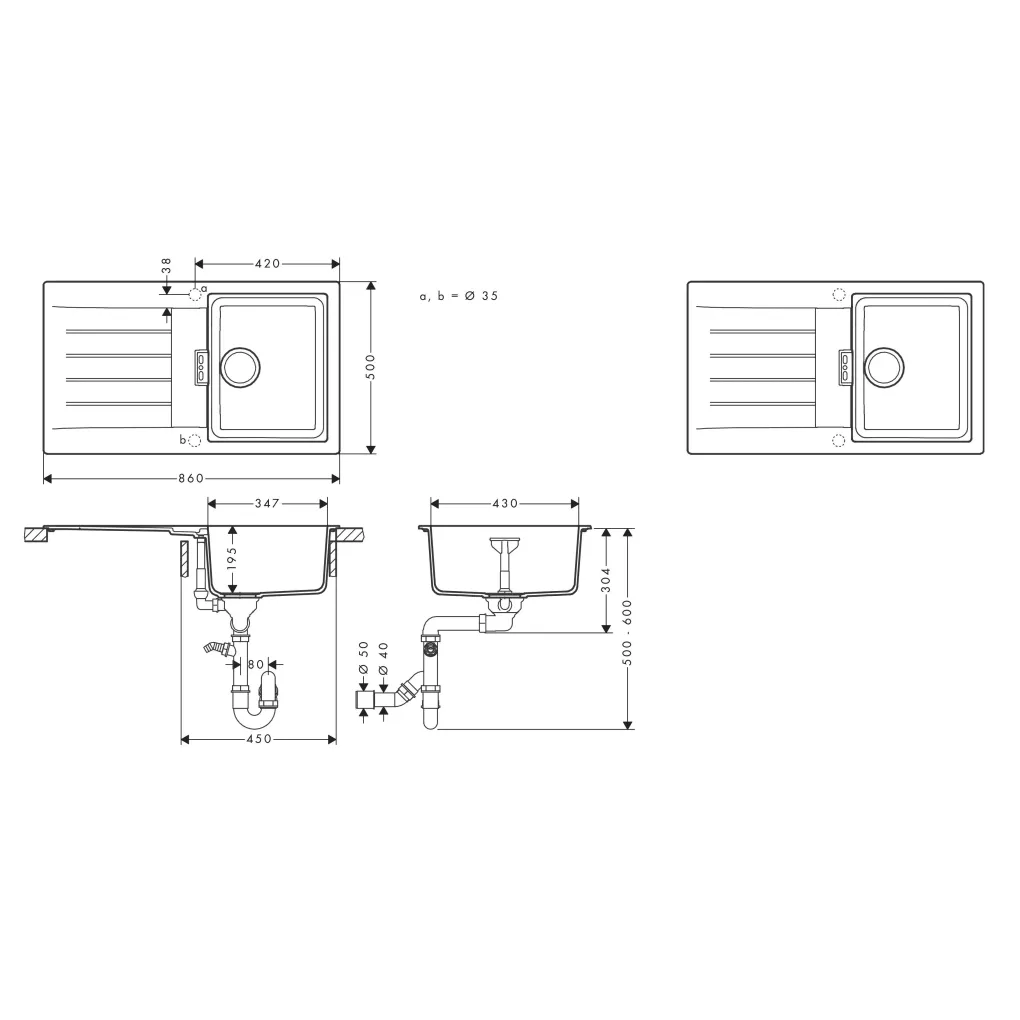 Мийка для кухні Hansgrohe S52 S520-F345 зі змішувачем Zesis M33 чорний графіт-чорний матовий (43356670)- Фото 3