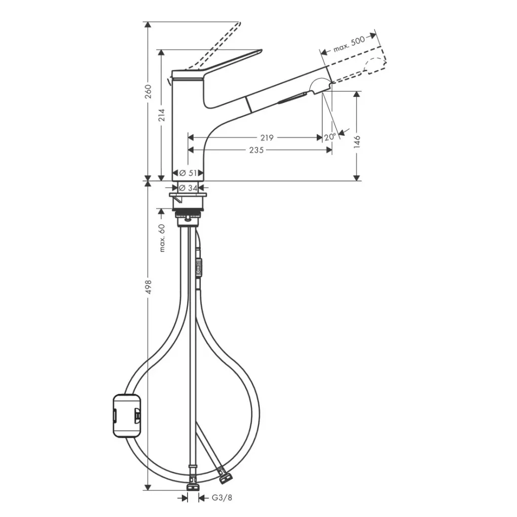 Мийка для кухні Hansgrohe S52 S520-F345 зі змішувачем Zesis M33 чорний графіт-чорний матовий (43356670)- Фото 4