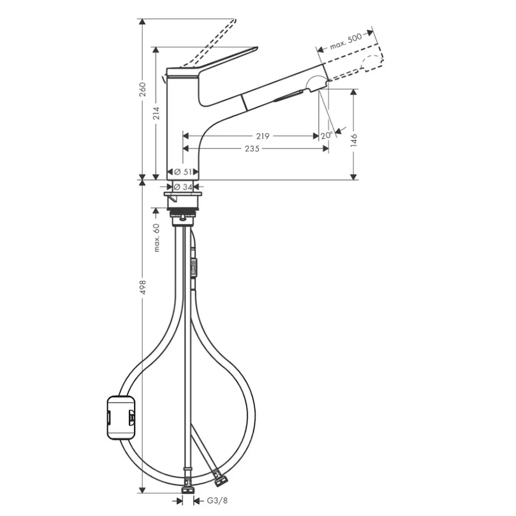 Мойка для кухни Hansgrohe S52 S520-F345 со смесителем Zesis M33 серый камень-сталь (43356800)- Фото 4