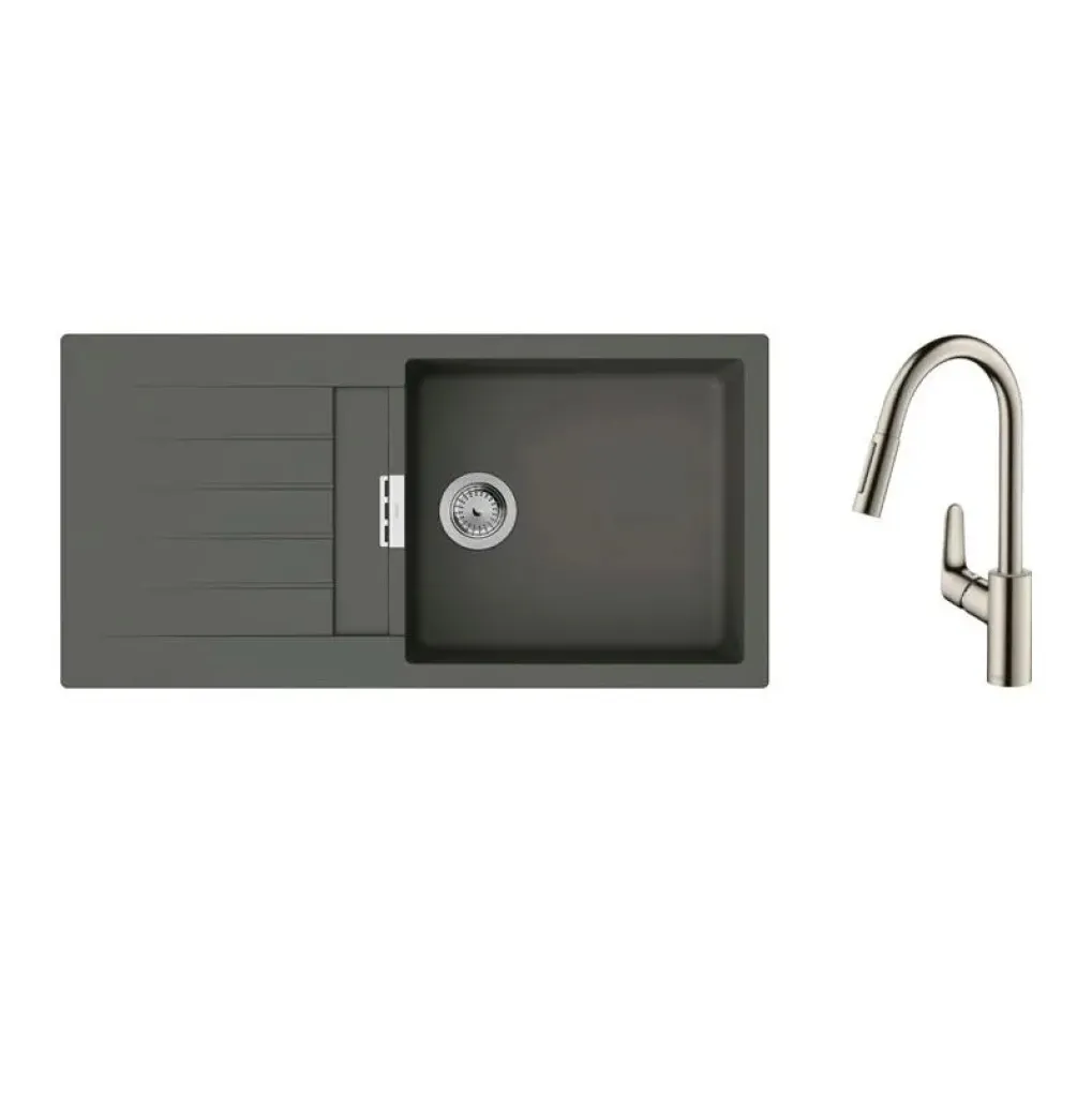 Мийка для кухні Hansgrohe S52 S520-F480 зі змішувачем Focus M41 сірий камінь-сталь (43358800)- Фото 1