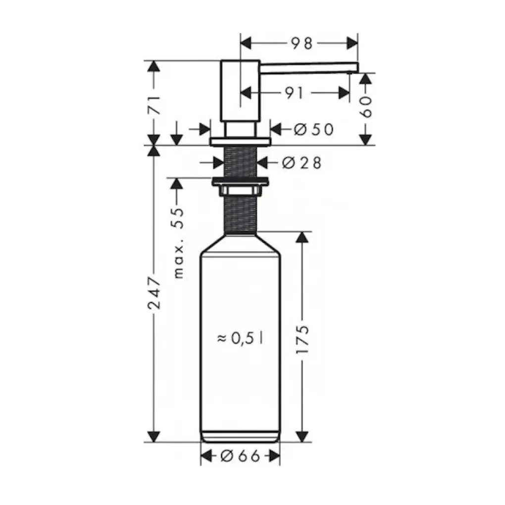 Мийка для кухні Hansgrohe S52 S520-F480 зі змішувачем Focus M41 з дозатором A41 сірий камінь-сталь (43358400)- Фото 5