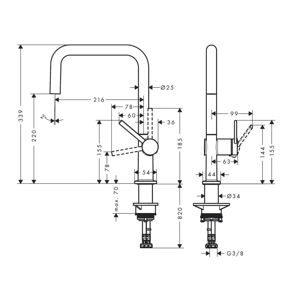 Мийка для кухні Hansgrohe S52 S520-F510 зі змішувачем Talis M54  чорний графіт-чорний матовий (43359670)- Фото 4
