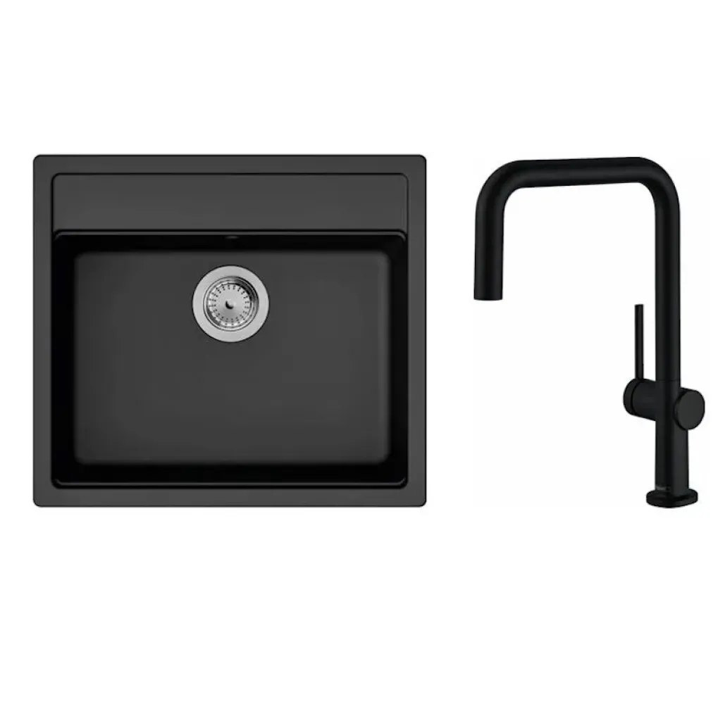 Мийка для кухні Hansgrohe S52 S520-F510 зі змішувачем Talis M54  чорний графіт-чорний матовий (43359670)- Фото 1