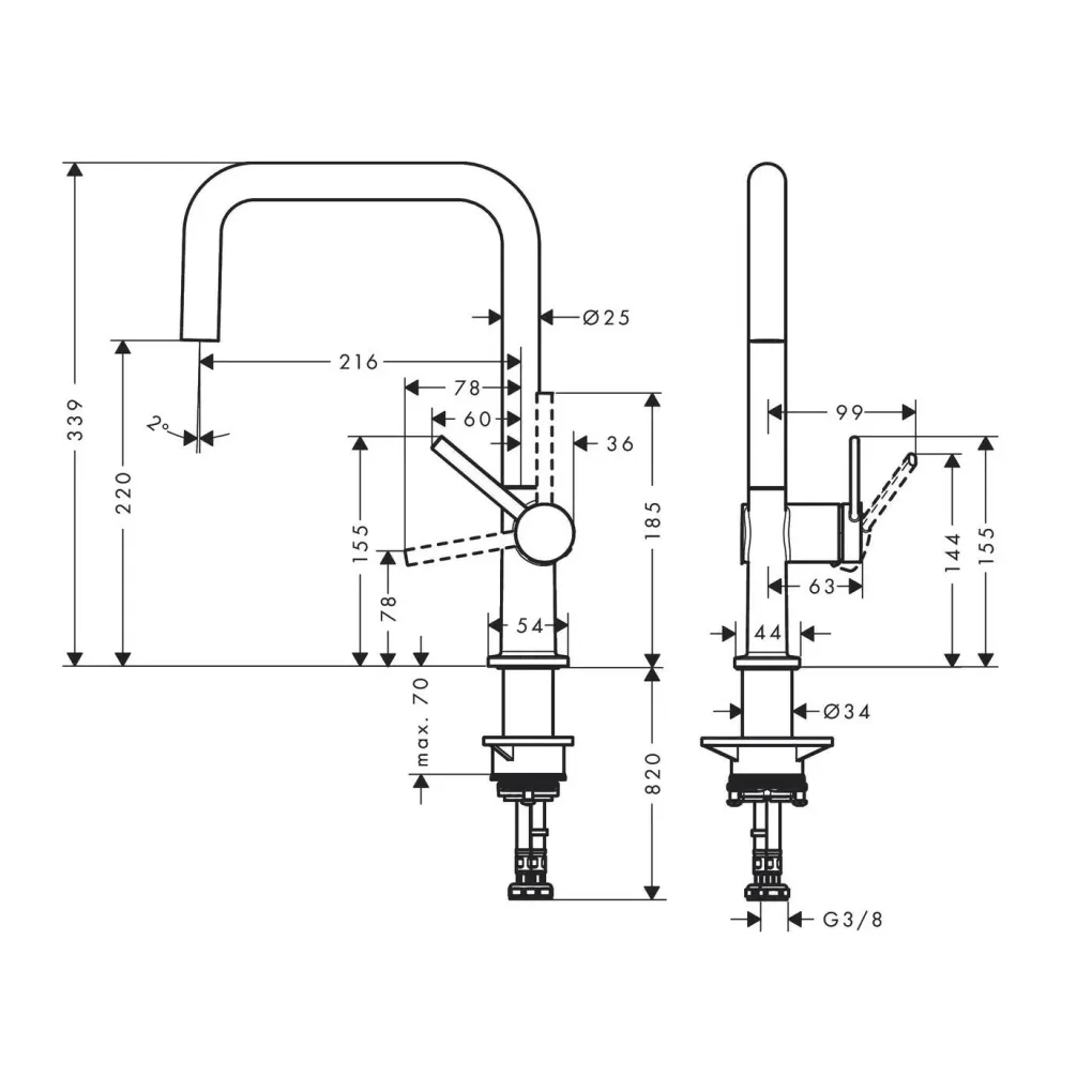 Мийка для кухні Hansgrohe S52 S520-F510 зі змішувачем Talis M54 чорний графіт-сталь (43359800)- Фото 5