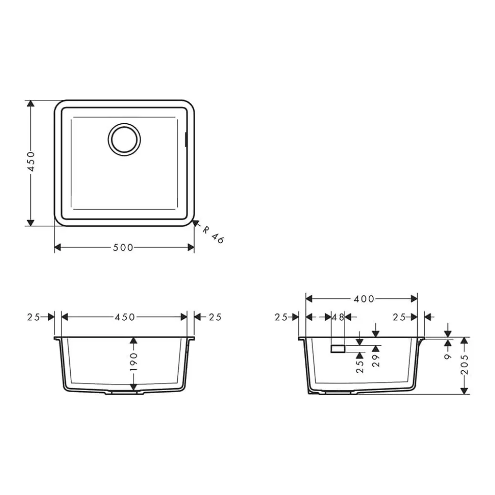 Мийка кухонна Hansgrohe S51, граніт, без крила, S510-U450, сірий (43431380)- Фото 2