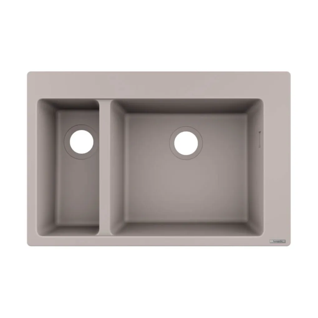 Кухонная мойка Hansgrohe S510-F635 770х510 на две чаши 180/450, серый бетон (43315380)- Фото 1