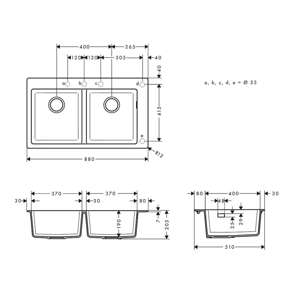 Кухонная мойка Hansgrohe S510-F770 770х510 на две чаши 370/370, серый бетон (43316380)- Фото 2