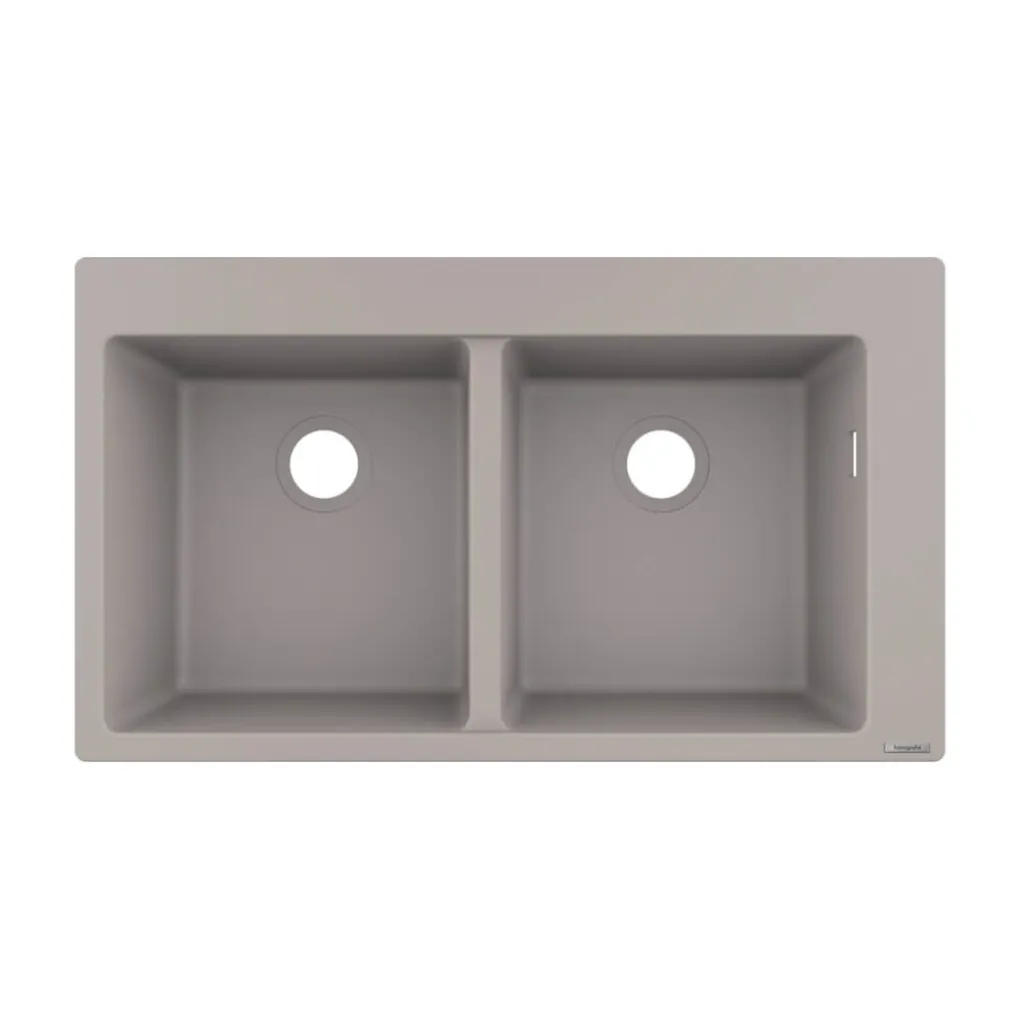 Кухонная мойка Hansgrohe S510-F770 770х510 на две чаши 370/370, серый бетон (43316380)- Фото 1