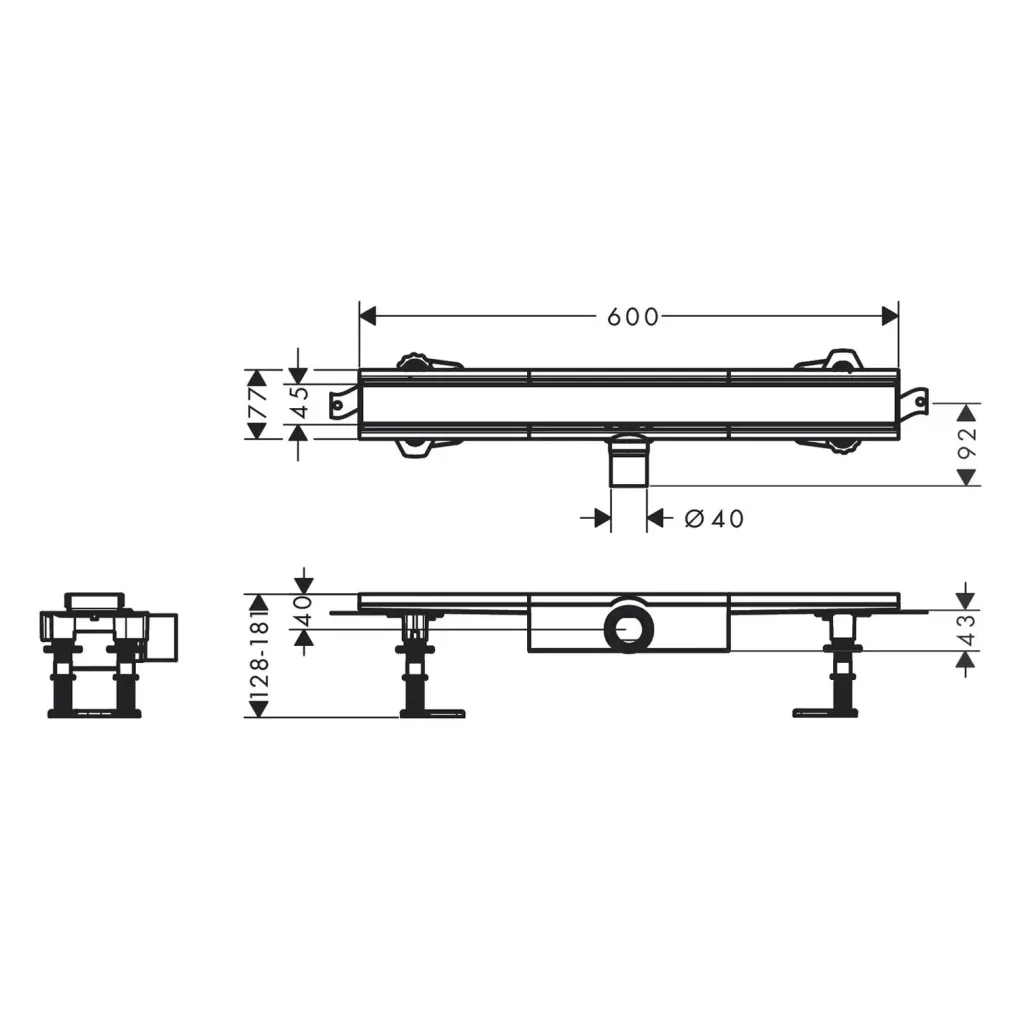 Трап для душу Hansgrohe RainDrain Compact Flat 600 мм сталь (56162800)- Фото 2