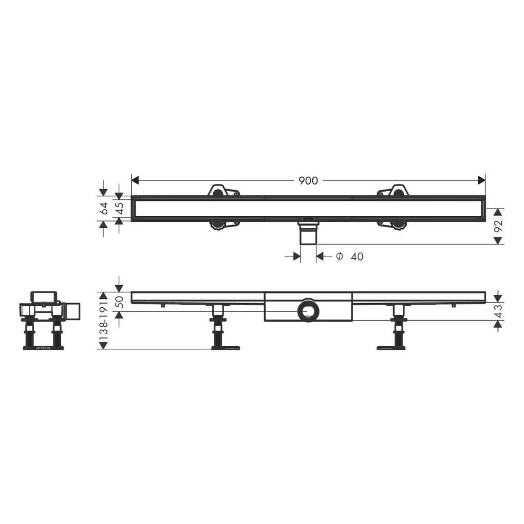 Трап для душа Hansgrohe RainDrain Compact Flat 900 мм сталь (56168800)- Фото 2